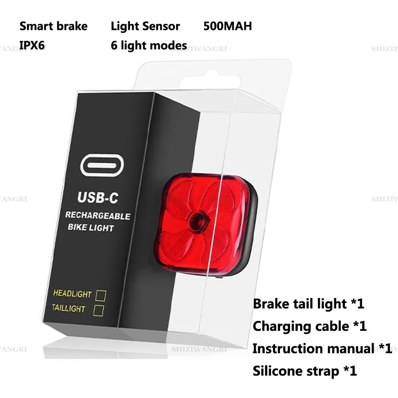 Bicycle light Smart Auto Brake Sensing Light Waterproof LED Charging Cycling Taillight Bike Rear Light Mtb Accessories