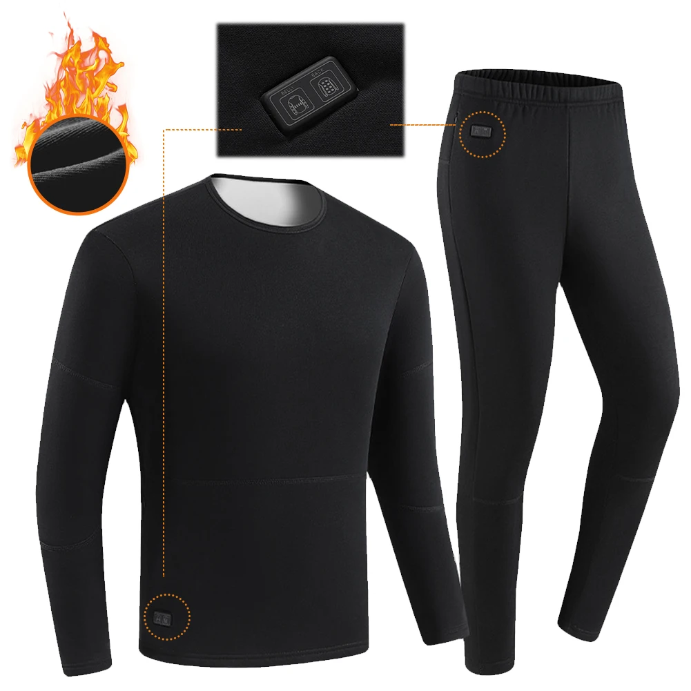 

30 Areas Thermal Underwear Set USB Winter Thermal Underwear Winter Outdoor Sports Underwear for Women Men