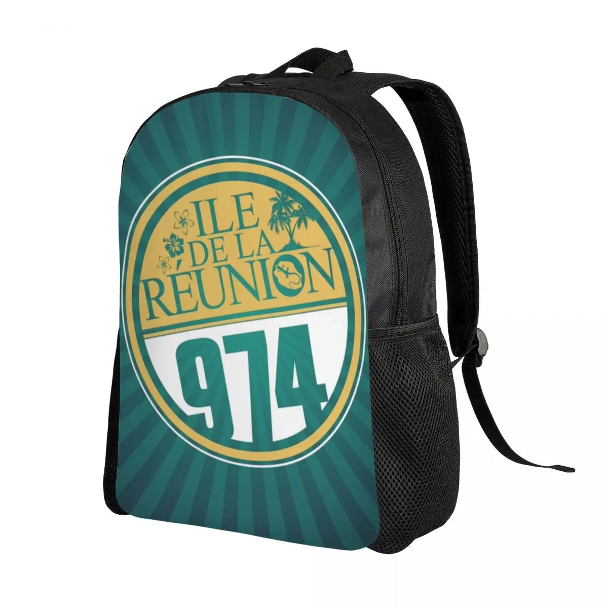 Custom Reunion Island 974 Backpacks Women Men Fashion Bookbag for School College Margouillat Isle Beach Bags