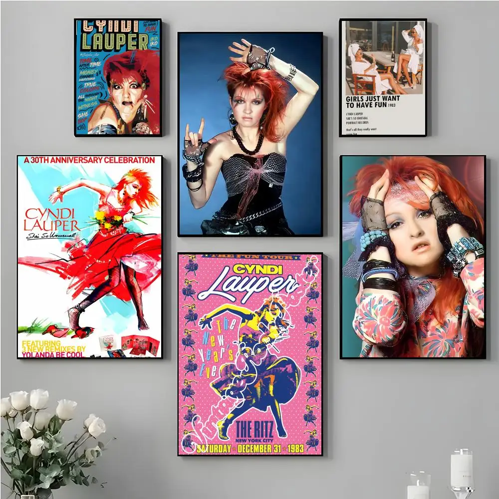 Póster de Singer C- Cyndi L-Lauper, pegatinas de póster de alta definición, regalos ideales para salas de estar y pasillos