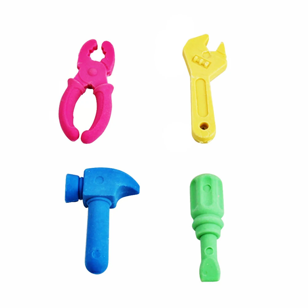 

4 Pcs Novelty Erasers Cute Tools Shaped Kids Cartoon School Supplies Fun Birthday Gifts Easy Drafting Eraser Toys