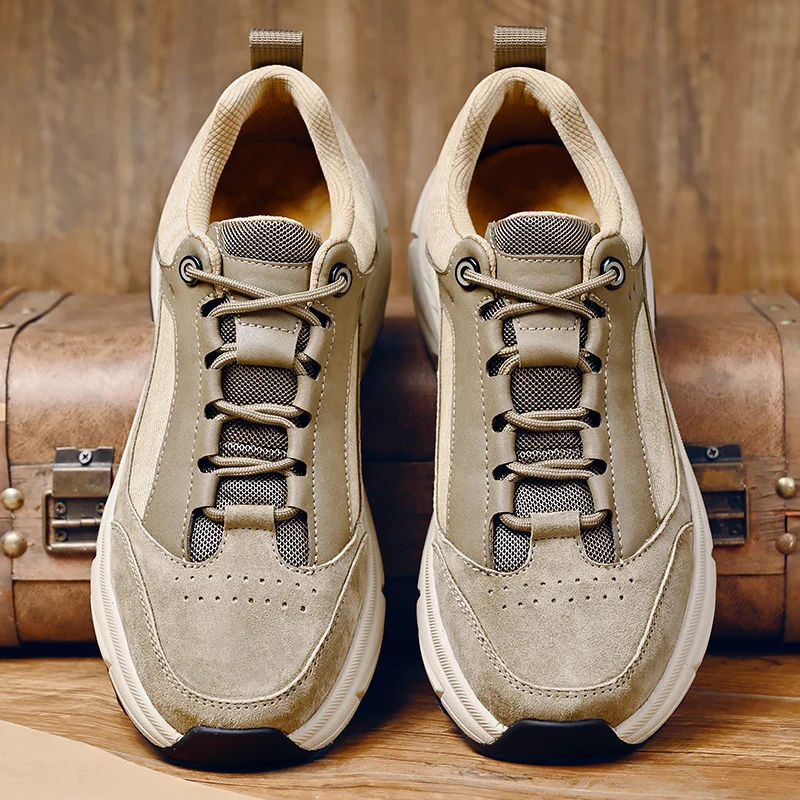 

New Autumn Winter Men Casual Sports Shoe High-end Outdoor Height Increasing Splicing Running Shoe From European American Brands