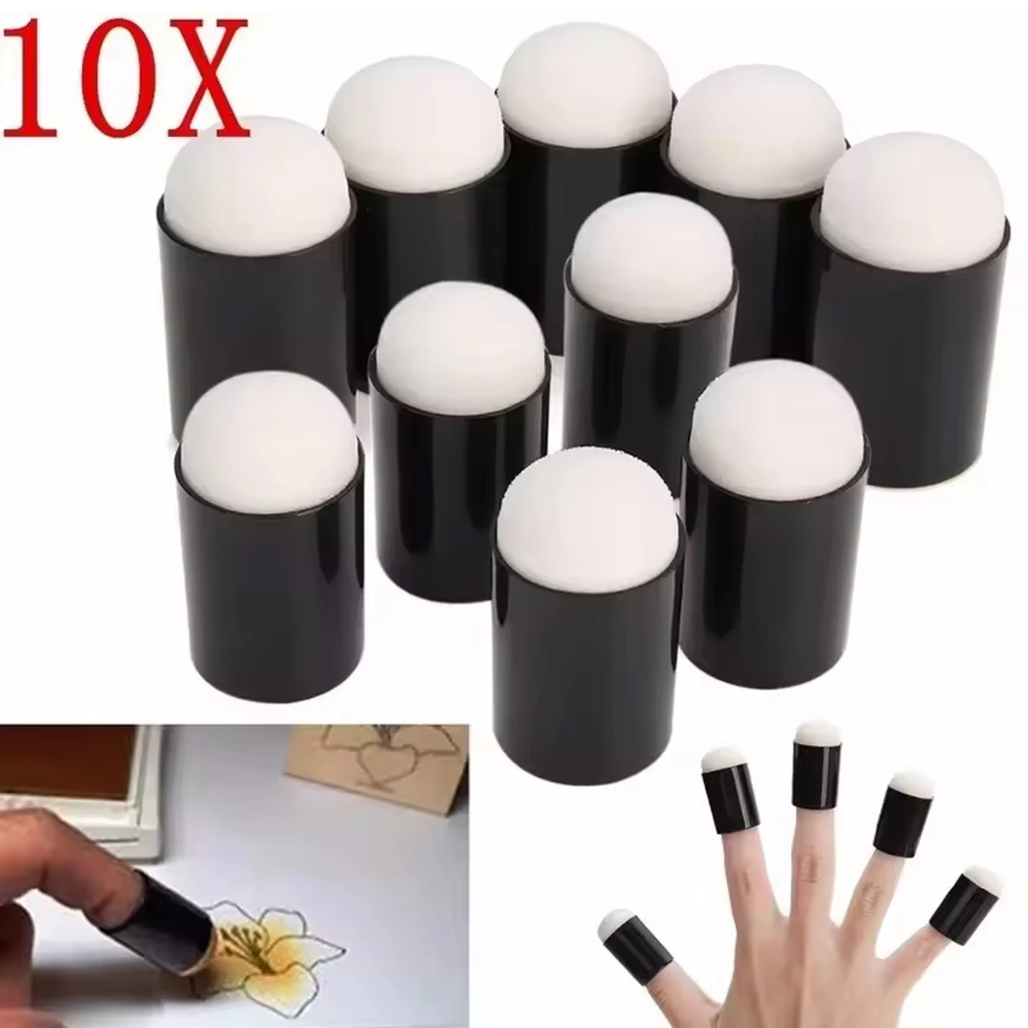 10PCS Finger Painting Sponge Daubers Sponge Foam Applying Ink Chalk Inking Staining DIY Handmade Craft Set Painting Tools