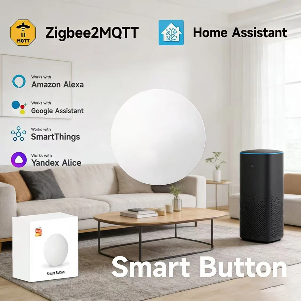 

Беспроводной кнопочный выключатель Zigbee 3.0 для управления сценариями, поддержка Home Assistant и Z2Mqtt для домашней автоматизации и взаимодействия с устройствами