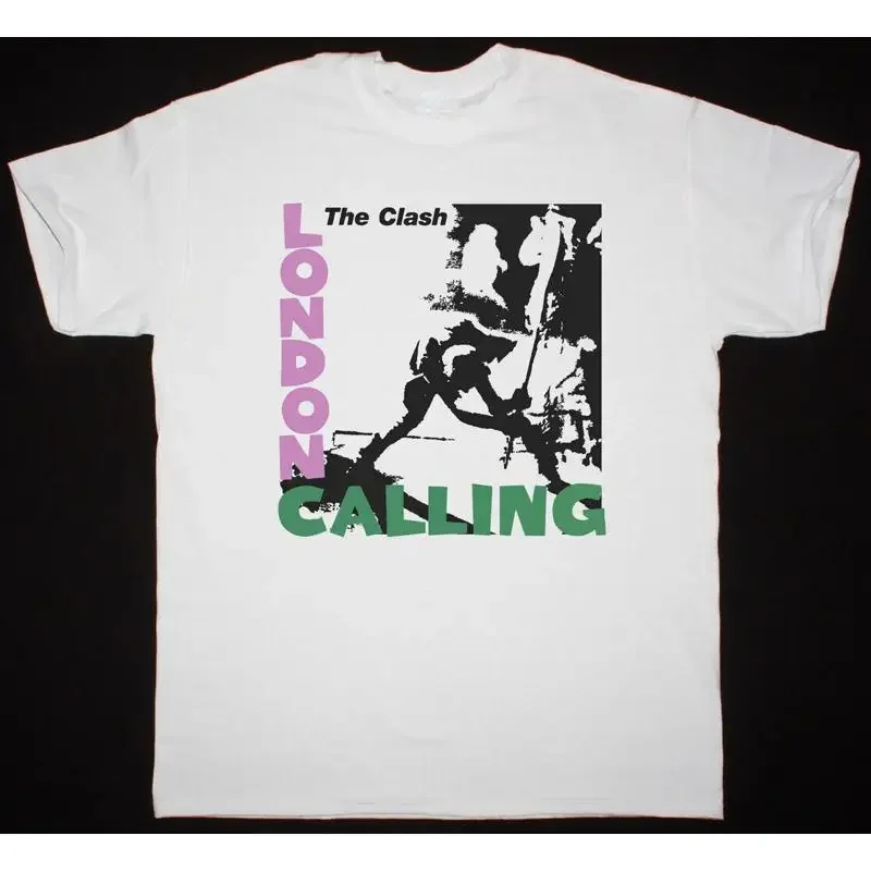 Vtg London Calling The Clash Band Cotton White T Shirt AP669