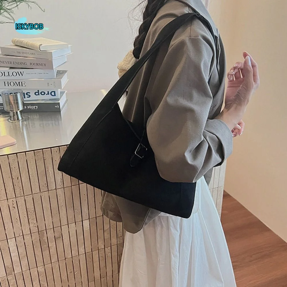 

Korean Style Suede Tote Bag Solid Color PU Leather Large Capacity Handbag Large Capacity Tote Bag Underarm Packs Office Worker