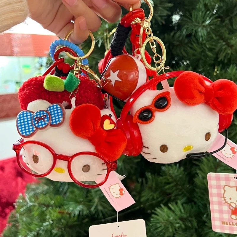 

Anime Hello Kitty Cartoon Plush Doll Pendant PP Cotton Stuffed Doll Kawaii Keychain Cute Accessories Holiday Gift