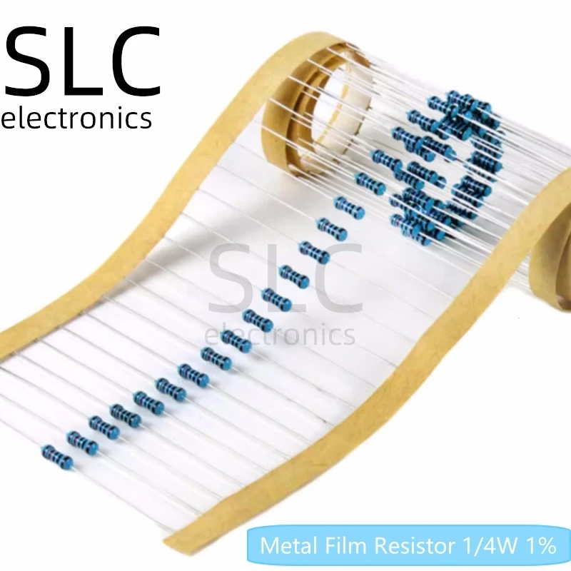 100PCS Metal Film Resistor 1/4W 1% 100R 220R 1K 1.5K 2.2K 4.7K 10K 22K 47K 100K 180K 100 220 1K5 2K2 4K7 Ohm Resistance 1R~22M