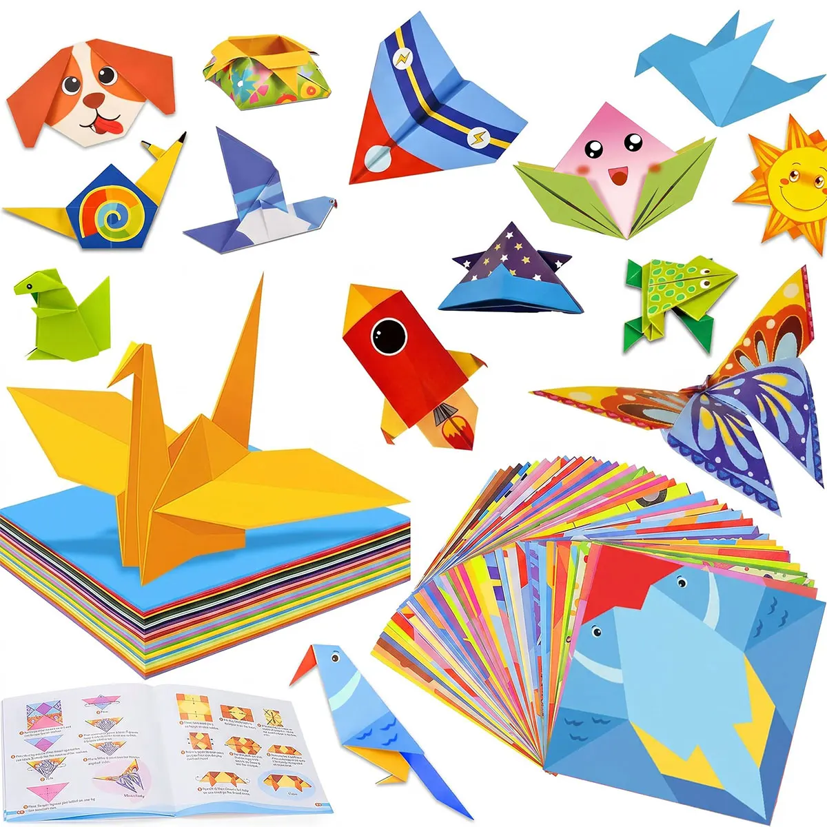Origami Paper Set 96-208Pcs Craft Paper Kit with Instruction