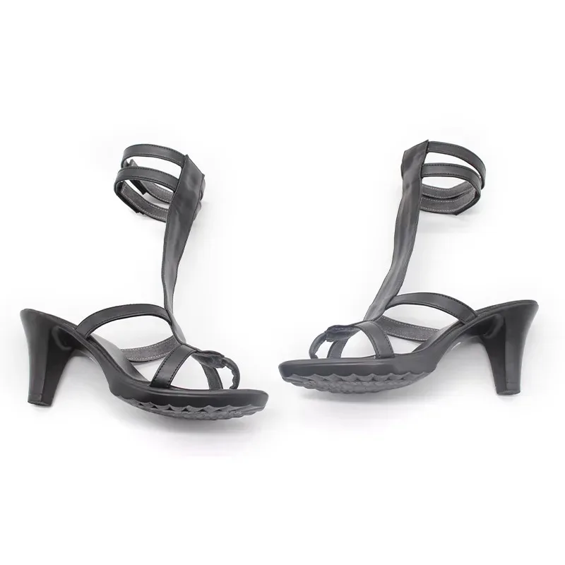 DY20JP Anime ONEPIECE 나미 코스프레 의상 신발 블랙 수제 인조 가죽 Sandal25