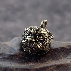 Vintage Metal Brass Tiger Key Chains DIY Hanging Jewelry Accessories Figurines Chinese Good Luck Tinkle Bell Charm DIY Keyring