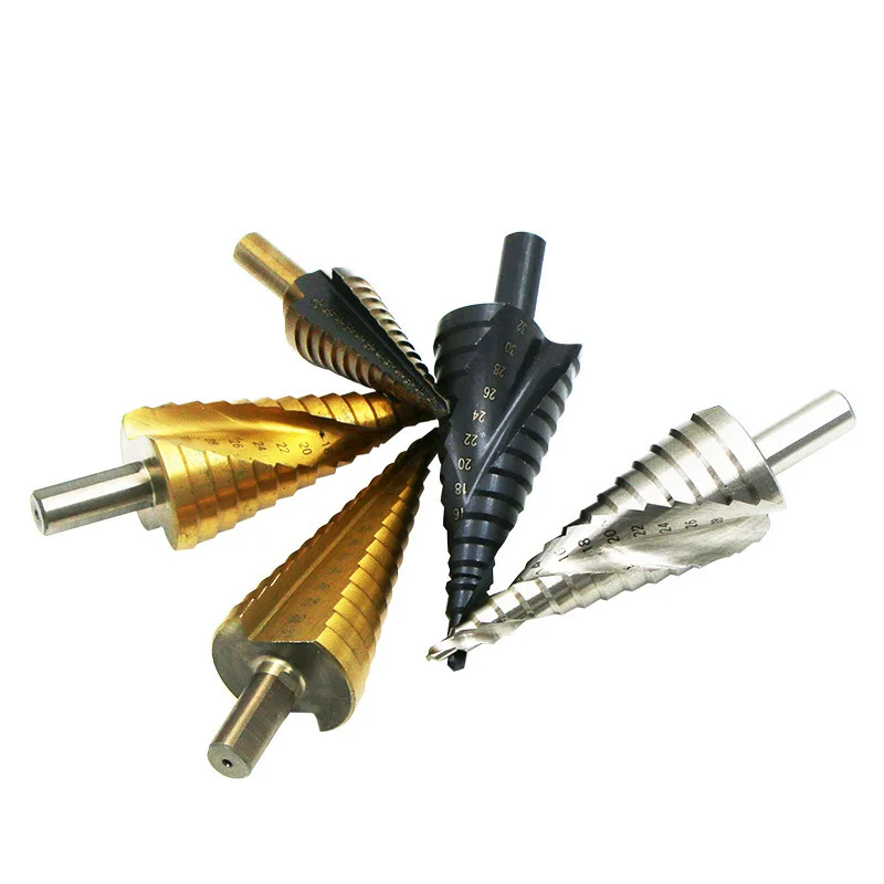 Multi-specification, bearing steel triangular shank step drill, pagoda drill bit step drill, wood plastic hole opener reaming