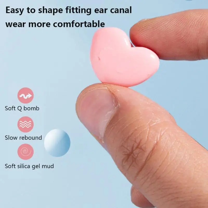 30pcs مقاومة للماء مقاومة للماء سدادات أذن على شكل قلب من سدادات الأذن لحظر الضوضاء لدراسة طائرات السفر