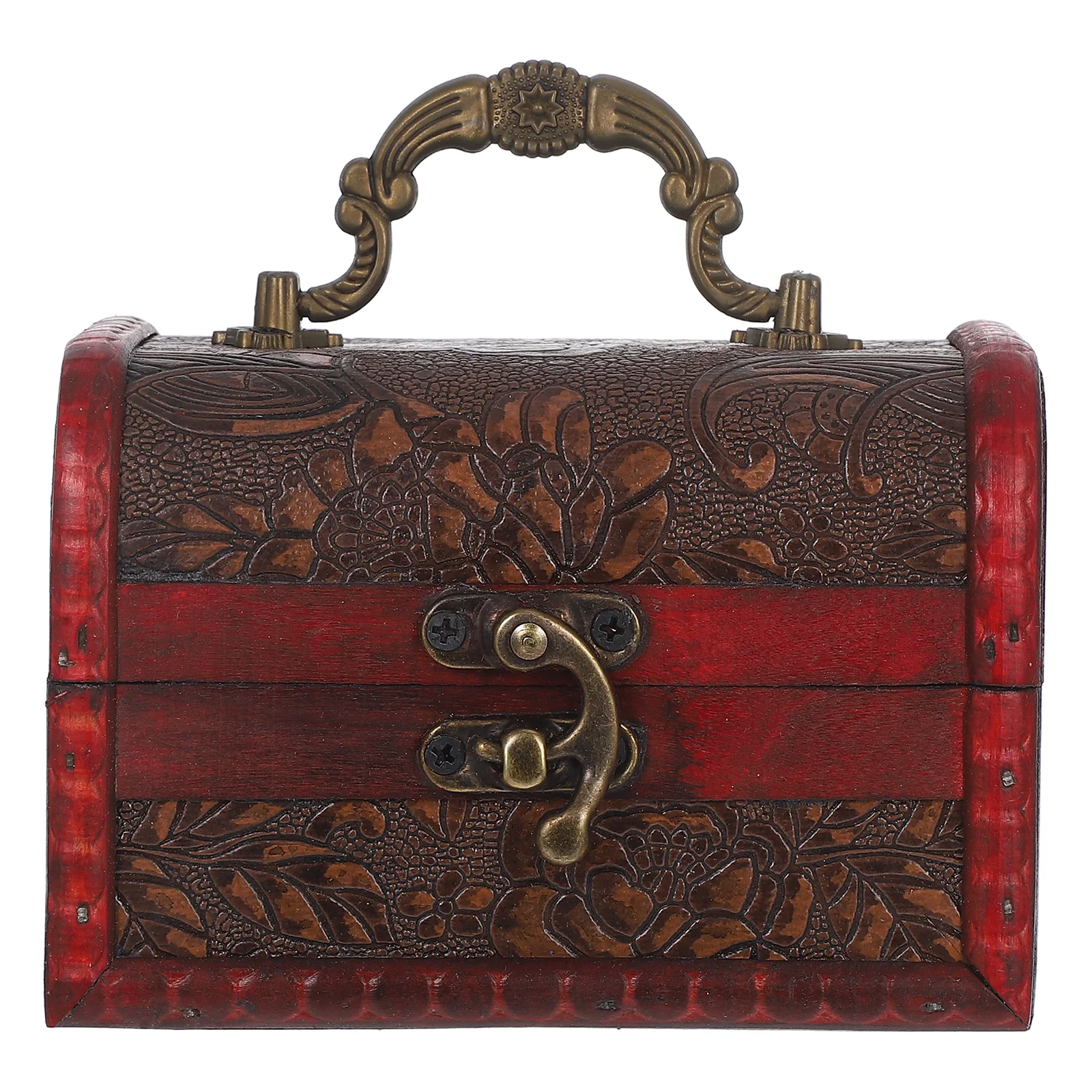 Vintage Jewelry Storage Box Wood Portable Handle Retro Organizer Keepsake Wedding Candy Trinket Box Small Trinket Case