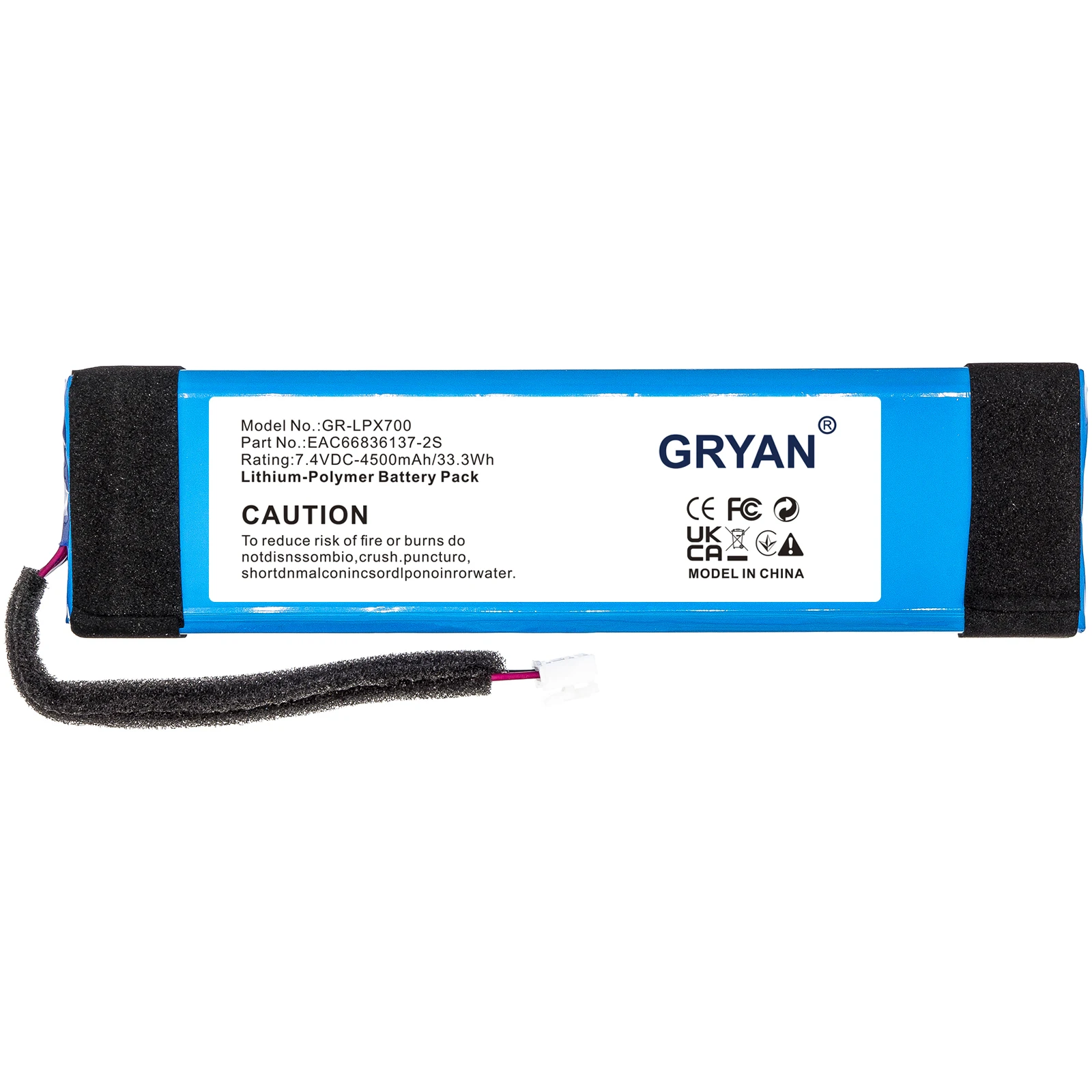 GRYAN Replacement 7.4V 4500mAh Battery For LG XBOOM Go PL7 Bluetooth Speaker PN : EAC66836137-2S