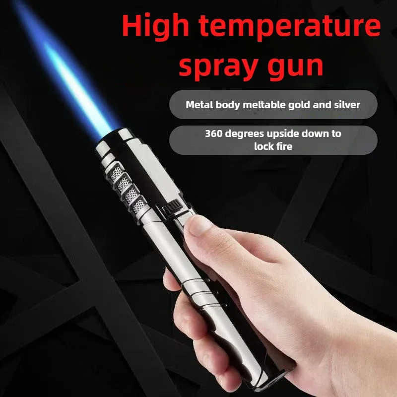 1800°High Temperature Spray Gun Butane Gas Lighter Metal Outdoor Windproof Blue Powerful Flame Torch Jet Lighter Welding Tool