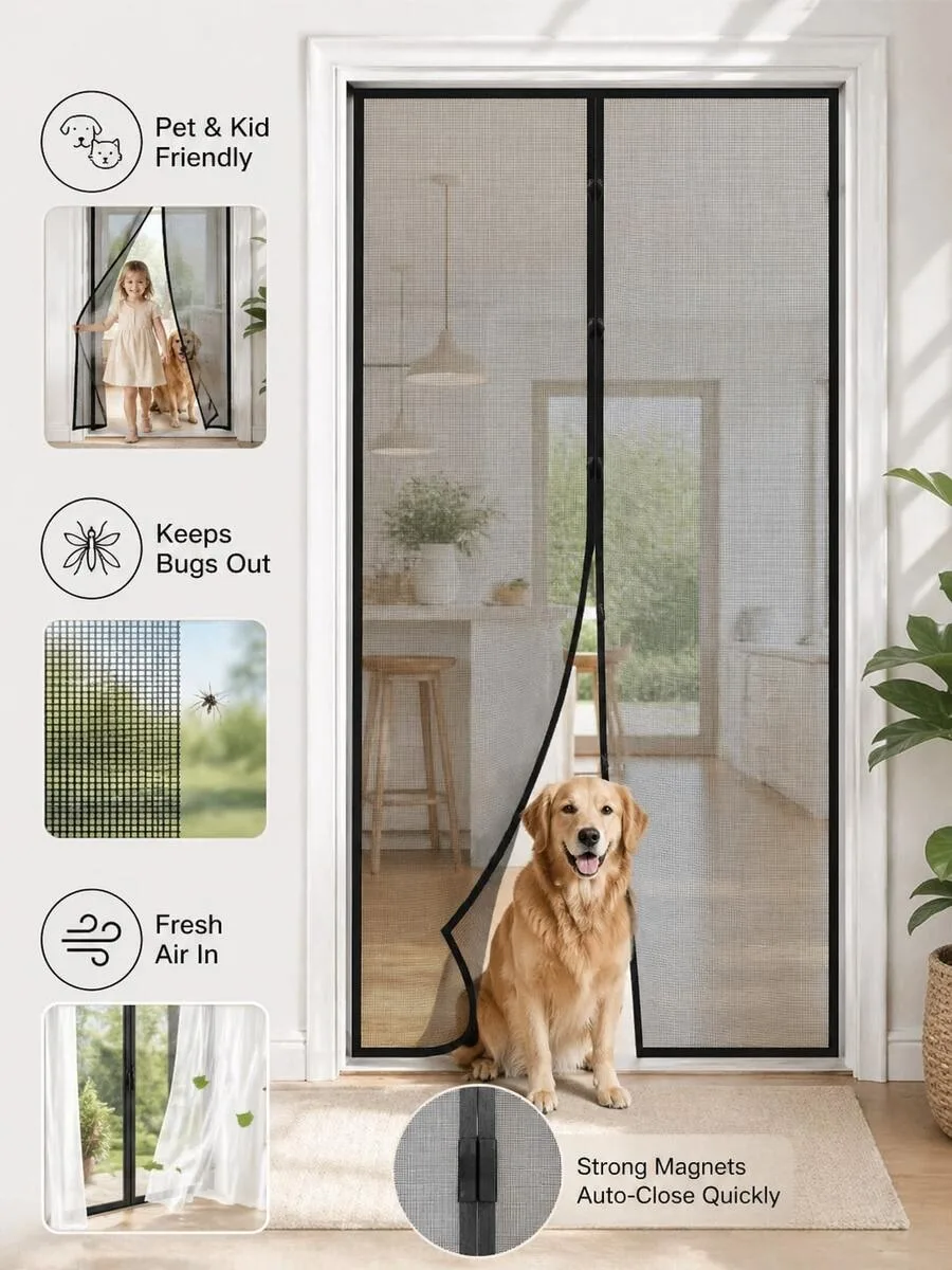 1pc Magnetic Mesh Insect Screen Door-Self-Closing, Airy Bug Defense for Windows And Doors Magnetic Screen Door | Sturdy Mesh