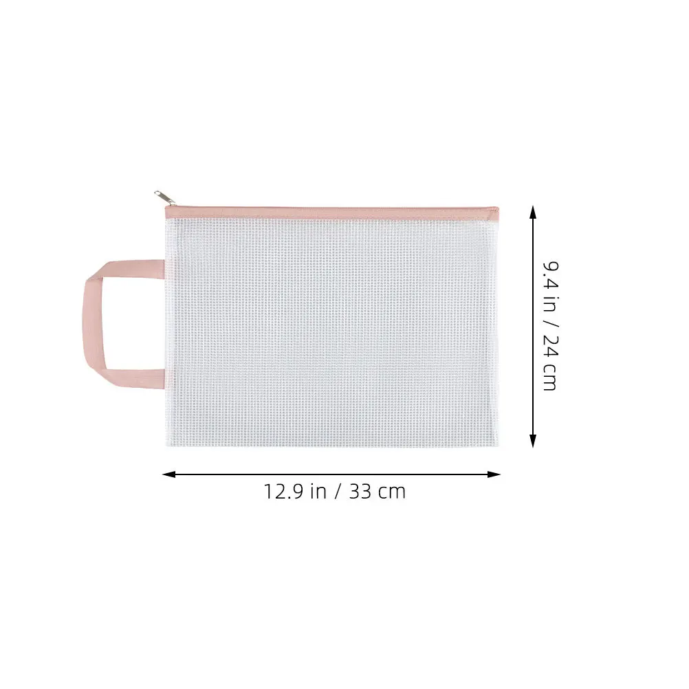 5 قطع حقيبة ملفات شفافة شبكية مقاومة لرذاذ الماء بسعة كبيرة محمولة بسحاب حقيبة مستندات منظم شبكي لمكتب الفصول الدراسية