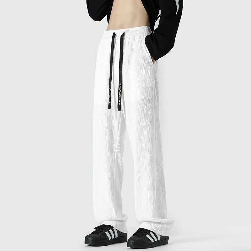 

Осень 2025 года, повседневные брюки с драпировкой, мужские брюки больших размеров с прямыми штанинами