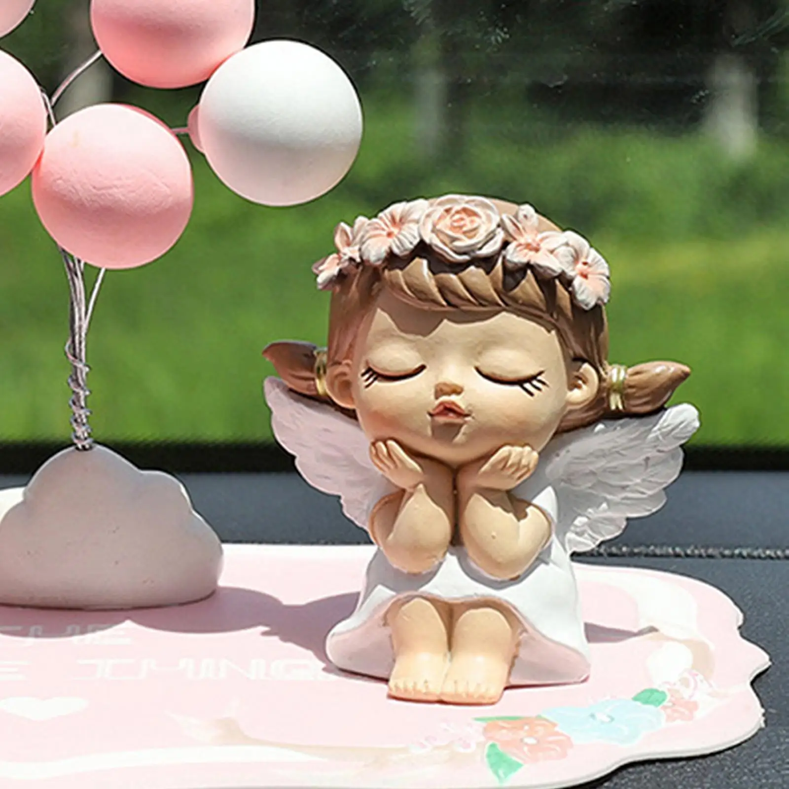 Resin Angel Girls Figurine Car Dashboard Ornament Car Interior Decoration Cake Decoration for Book Shelf Office Bedroom Accents