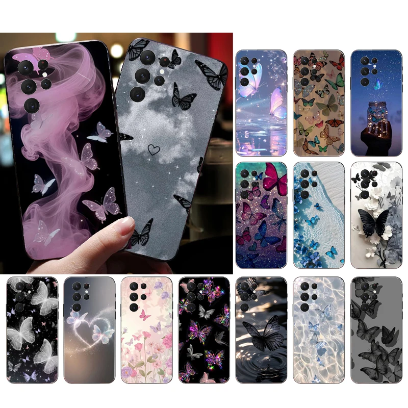 

Purple Pink Butterfly Phone Case For Samsung A55 A16 A56 A36 A35 A15 A53 A54 A33 A34 A25 A05S A52 A52S A14 A24 A26 A71