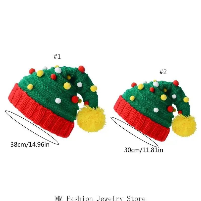 D0UB クリスマス サンタ帽子 ユニセックス 快適で創造的 レッド&グリーンカラー 大人&子供用クリスマスハット クリスマスホリデーパーティー用