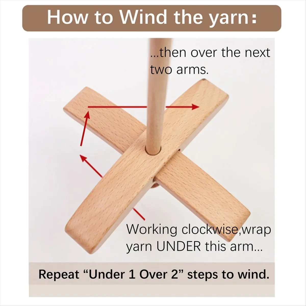 مغزل تركي خشبي جديد قابل للفصل - طقم غزل يدوي مع 50 جرام من الصوف المتجول ومقياس الغزل #4