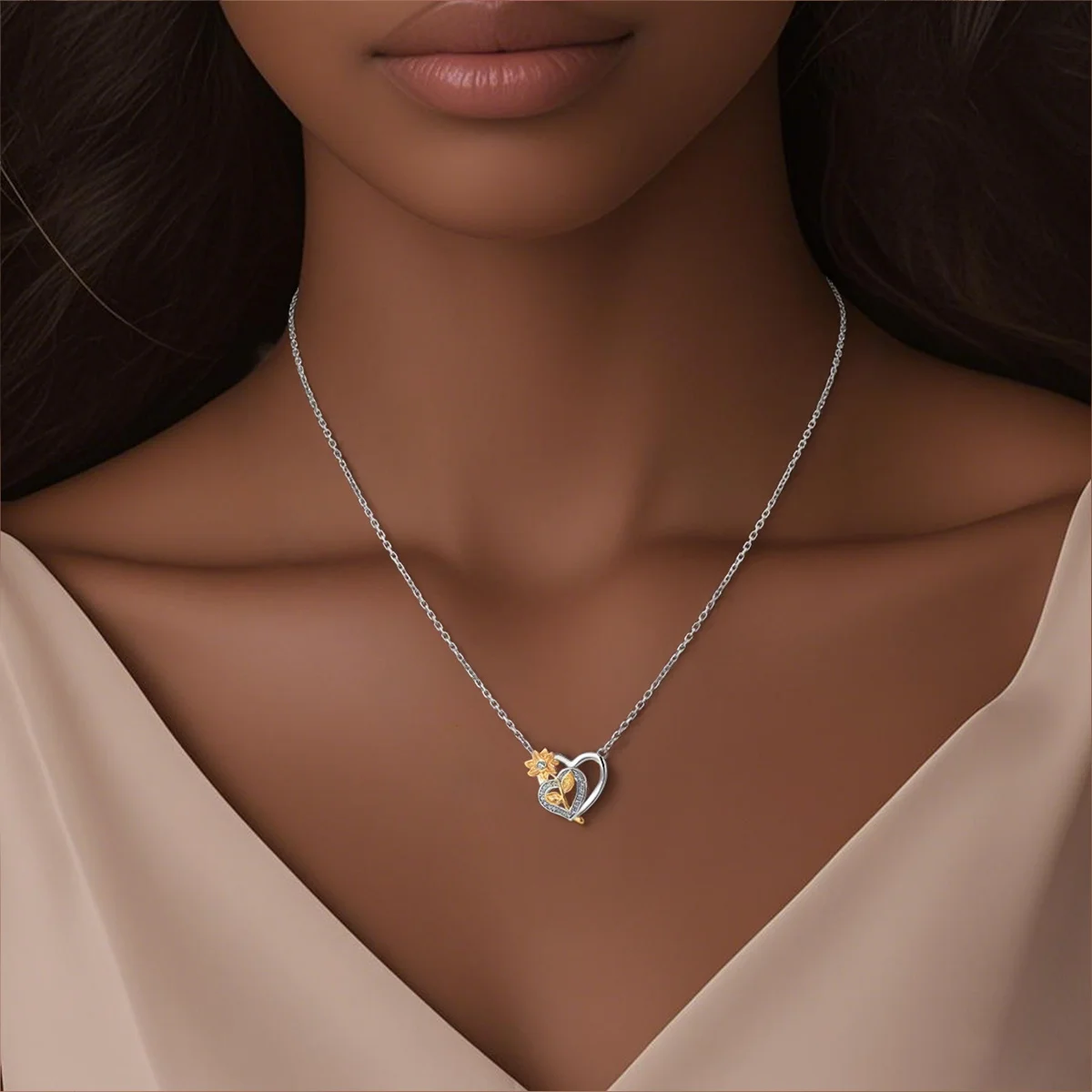Potdemiel 925 Sterling Silver Golden Earrings Butterfly Heart Flower Bow Bee Earrings Necklace Women Jewelry Accessories Gift view 5