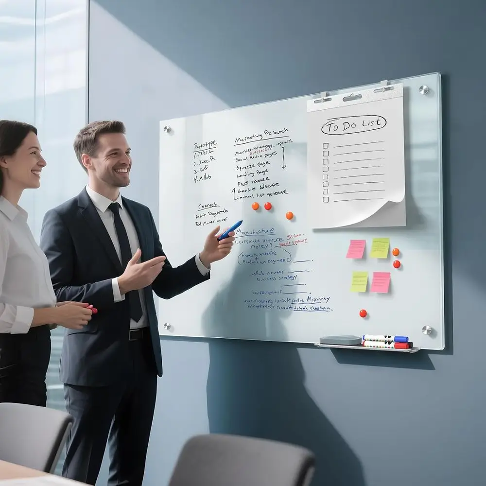 لوح مسح جاف مغناطيسي بدون إطار مقاس 36 × 24 بوصة مع ملحقات للمنزل والمدرسة والمكتب