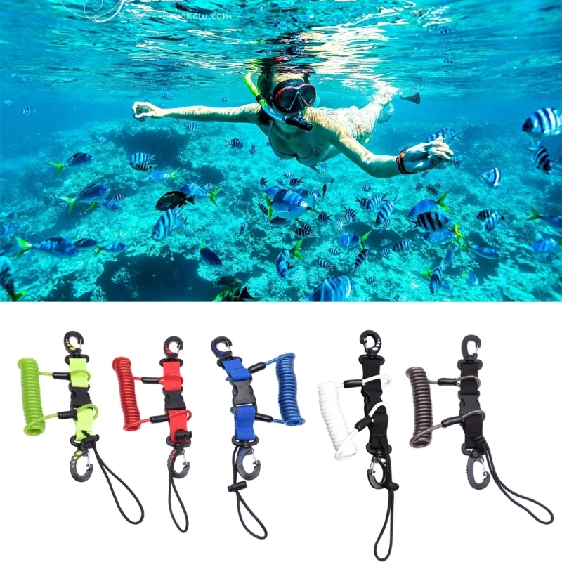 Scubas Diving Camera Anti-Lost Lanyard Strap Coiled Loss-Proof Spring Rope with Clip Quick Release Buckle for Underwater