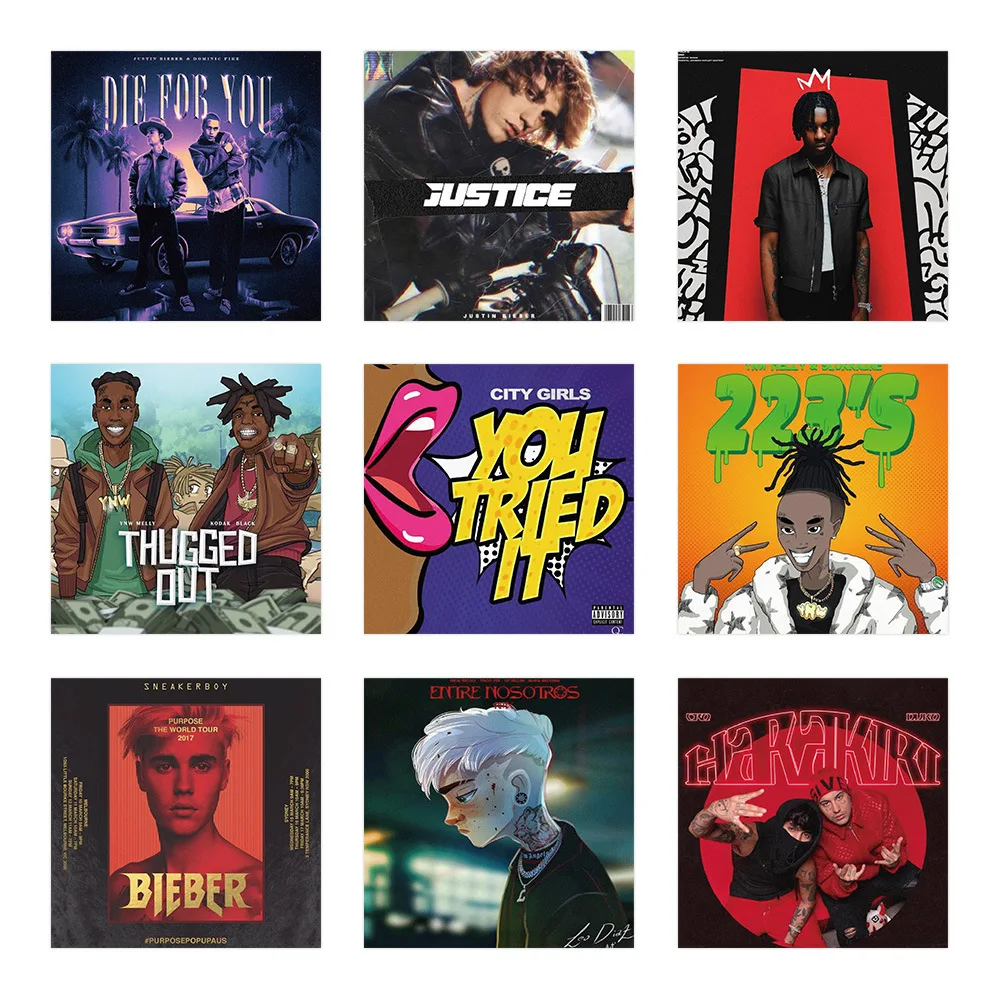 61/63 個のアルバムステッカー、ヨーロッパとアメリカの歌手の電話ケース、防水ファンコレクションギフト、ポータブルギター荷物用