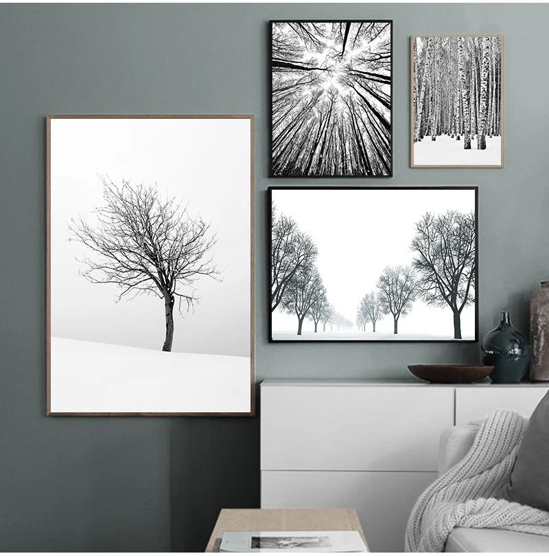 Picture Nordic Poster Canvas Painting Home Decor Art  Prints Tall Trees Forest  Natural Wall Pictures Living Room Art Decoration