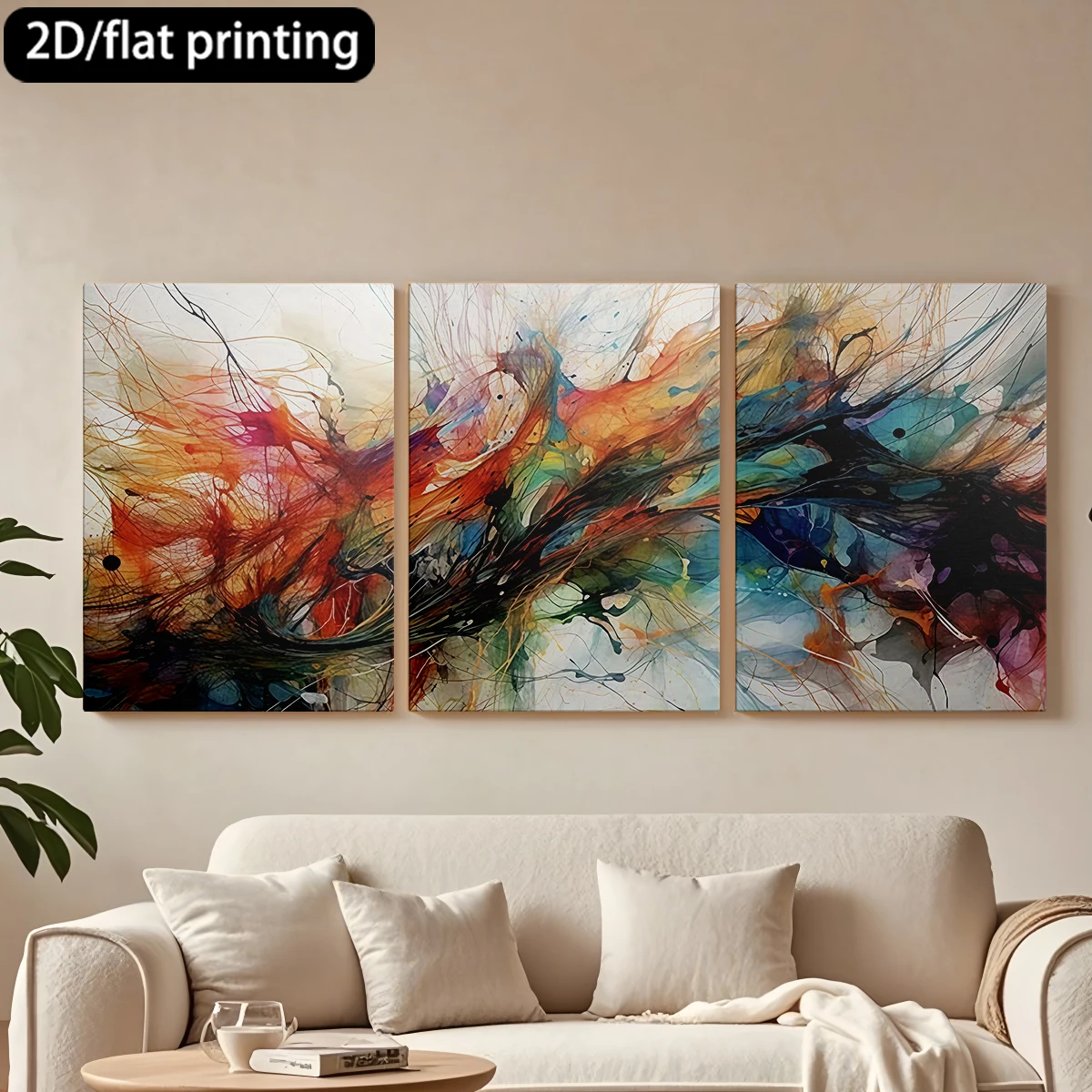 

Декоративная картина на холсте в деревянной раме, 3 шт., абстрактное искусство, яркие цветовые брызги, полосы. Декор для коридора, гостиной.