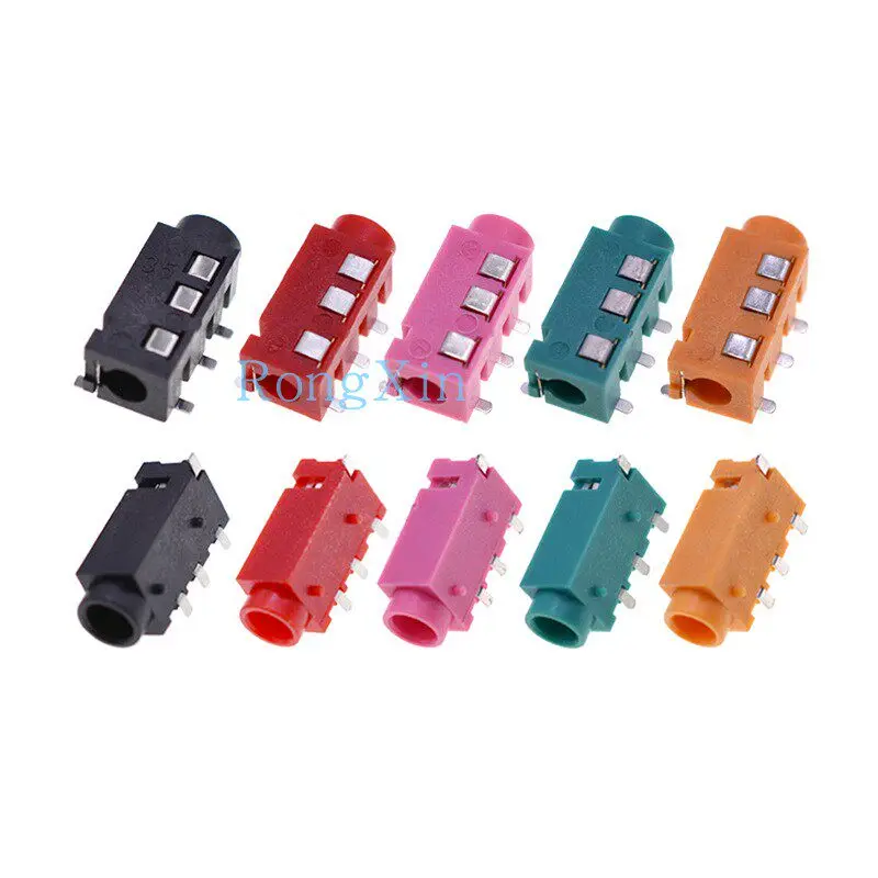 100PCS/ PJ-320D power interface 3.5 earphone socket 4-pin patch Ф 3.5MM socket mother seat red yellow green powder black
