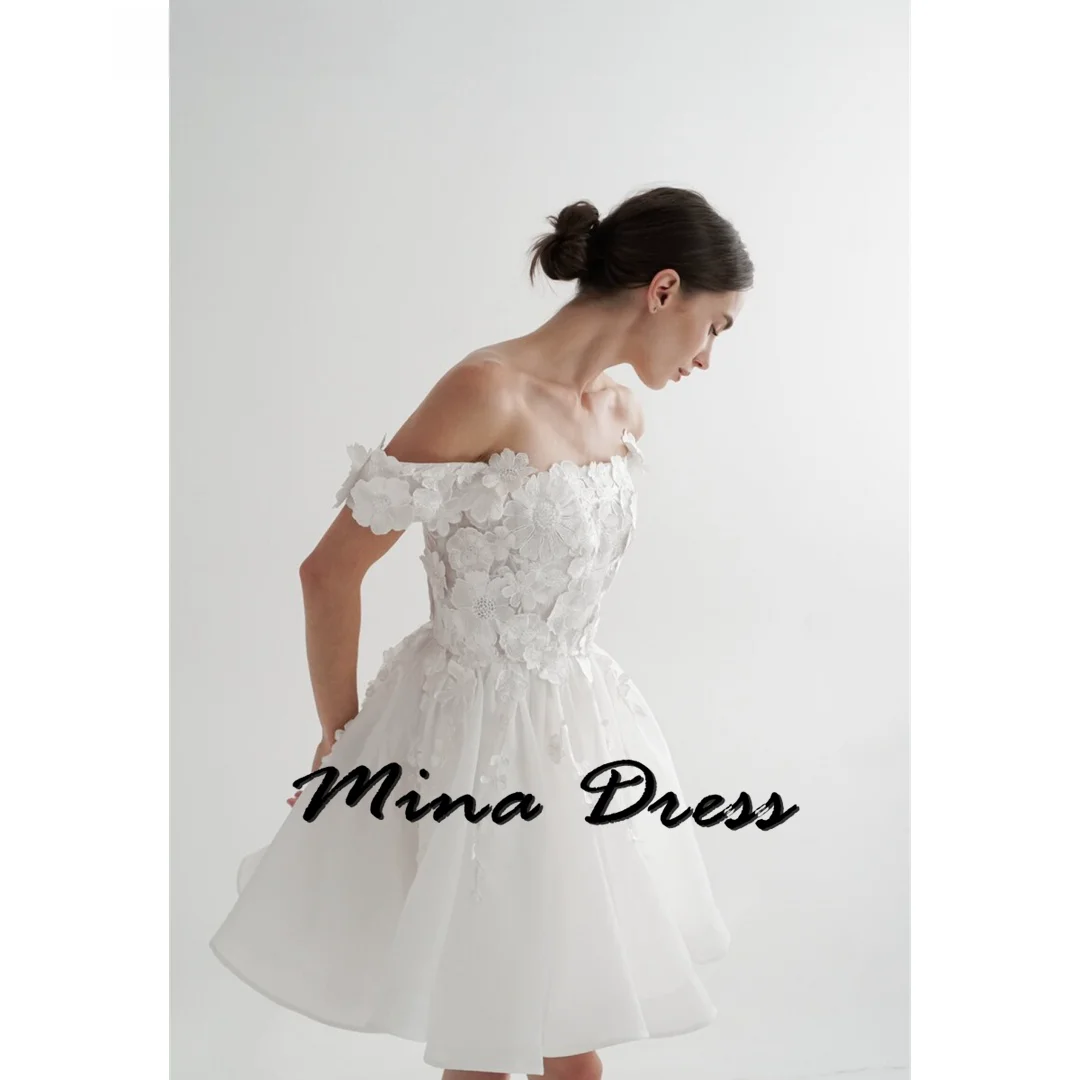 

Mina Customized Backless Wedding Party Dress Dresses for Formal Occasions Dropped Shoulders Flowers Bridesmaid Dress Woman Prom