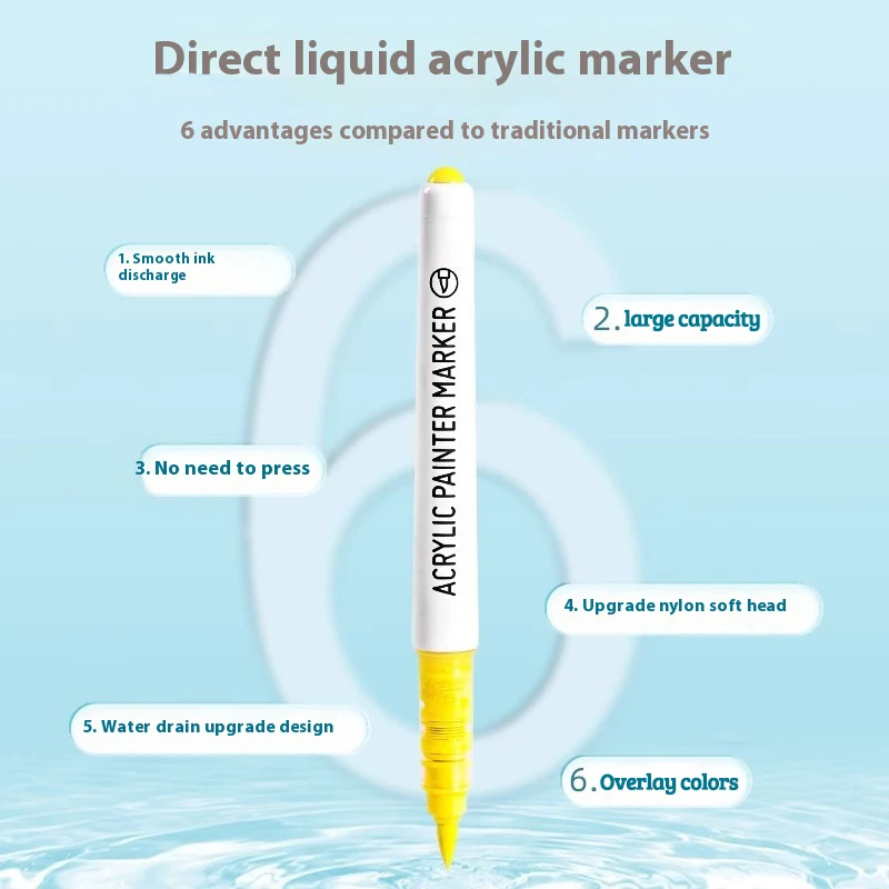 Languo acrylic marker pen soft head painting can be stacking color intelligent control ink color pens 9 color student brush set
