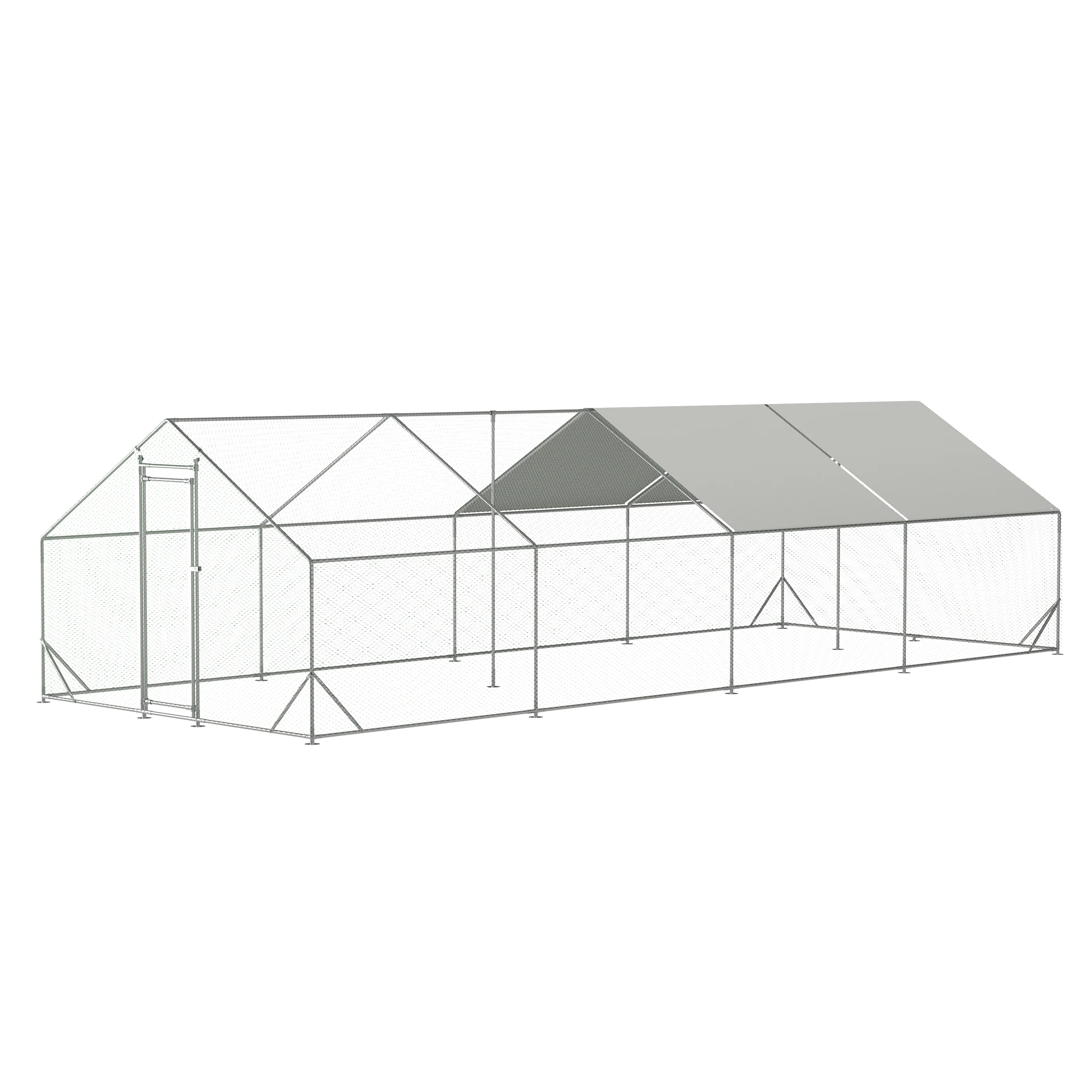 3x8m Heavy Duty Hot Dipped Galvanized Steel Walk In Chicken Coop Waterproof UV Oxford Cover Outdoor Poultry Cage for Ducks Geese