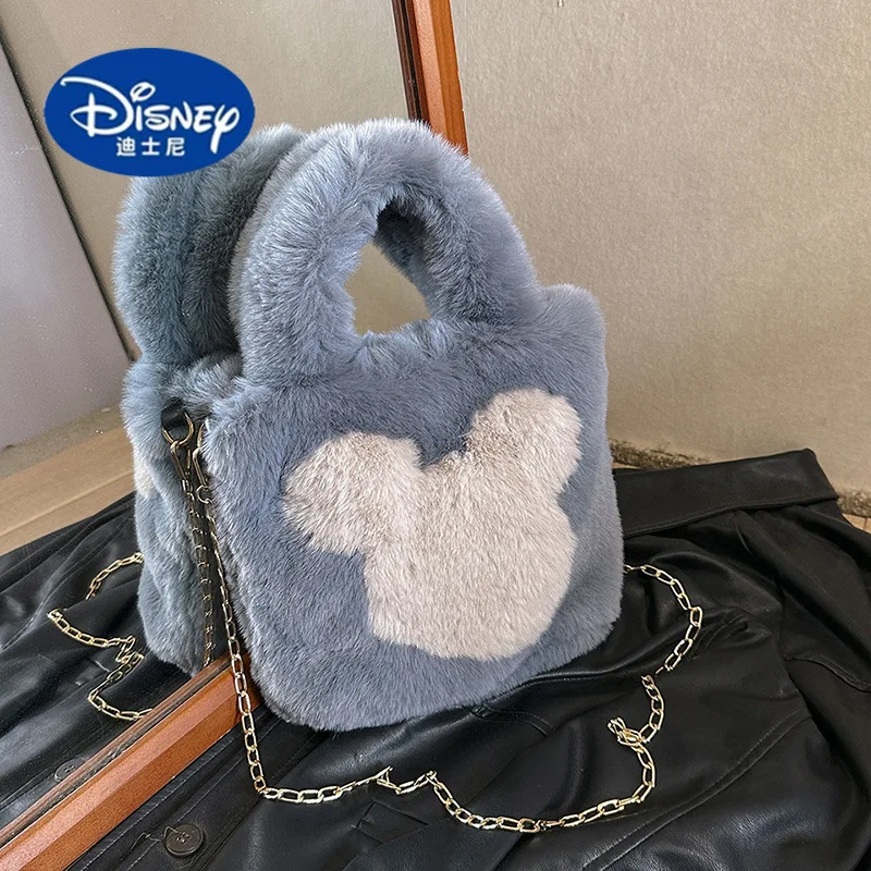 حقيبة كتف ديزني الجديدة ميكي ماوس القطيفة - حقيبة فروي لطيفة مع حزام سلسلة قابل للفصل، حقيبة كروس متعددة الاستخدامات للاستخدام اليومي #5