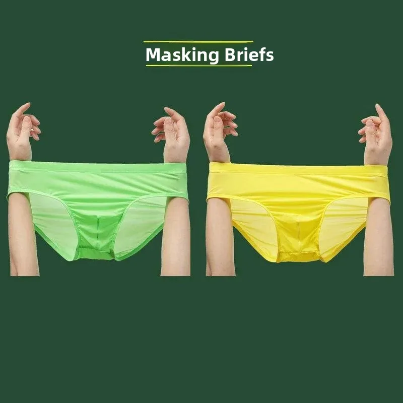 Men's Ice Silk Low Waist Briefs Thin Sexy Semi-Transparent  Pants Breathable Summer Youth Underwear Luxury Style