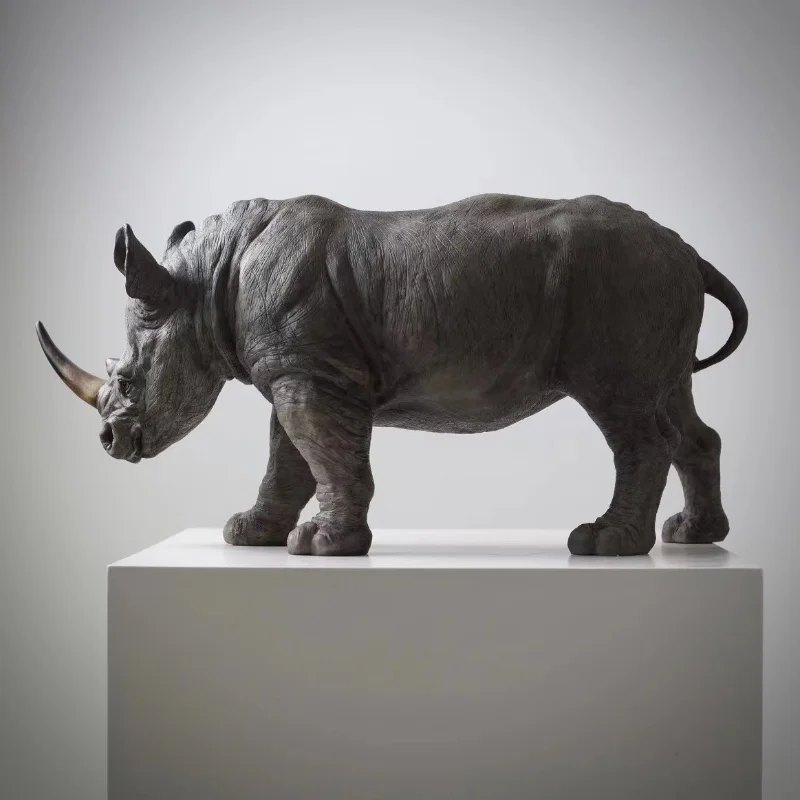 Light Luxury Simulation Rhino Rhino Realistic Trendy Play Model Terrace Courtyard Decoration Animal Sculpture Ornaments