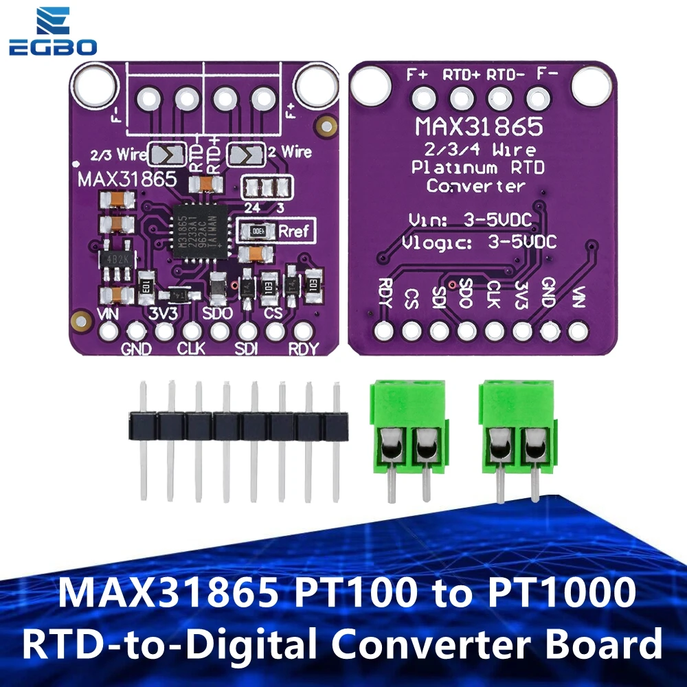 1~10PC MAX31865 PT100~PT1000 RTD-to-Digital Converter Board Temperature Thermocouple Sensor Amplifier Module 3.3V/5V For Arduino