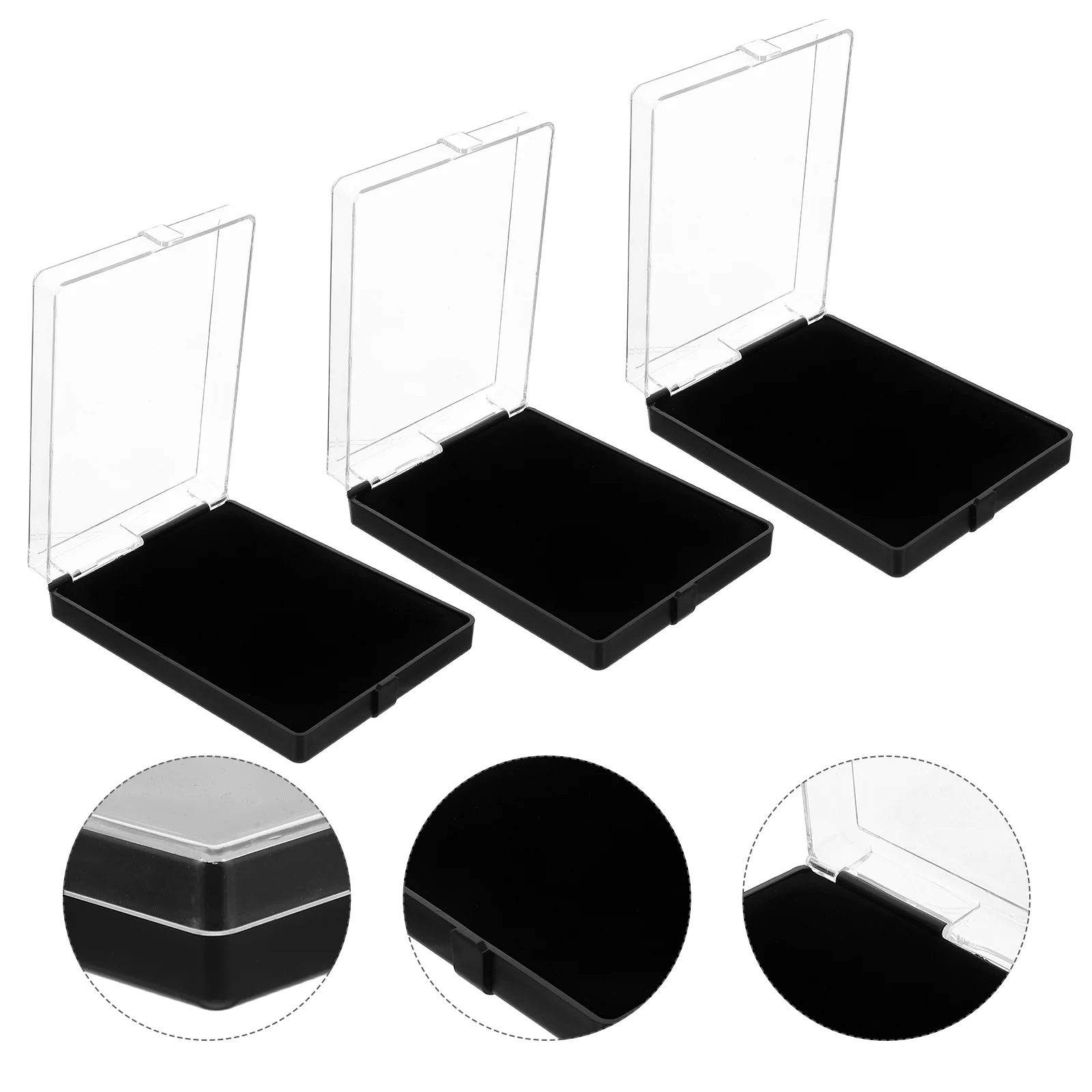 

3pcs Badge Box Clear Lid Pin Display For Badge Display Case Badges Medals Collection Desktop Organizer Holder Case