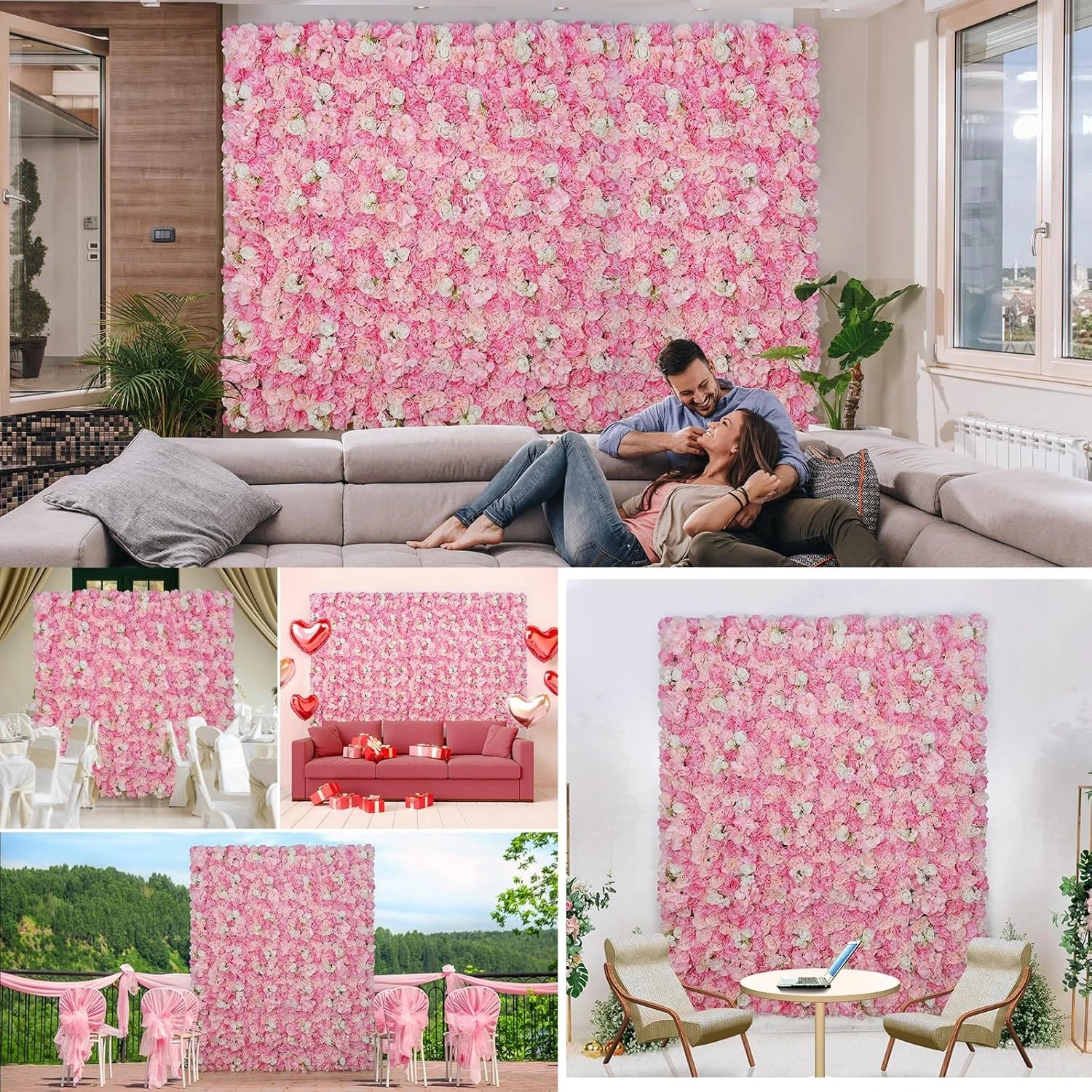 Elegant White Pink Artificial Rose Flower Arch Durable Plastic Wedding Floor Decor for Photo Shoots Ceremony Backdrop Floral