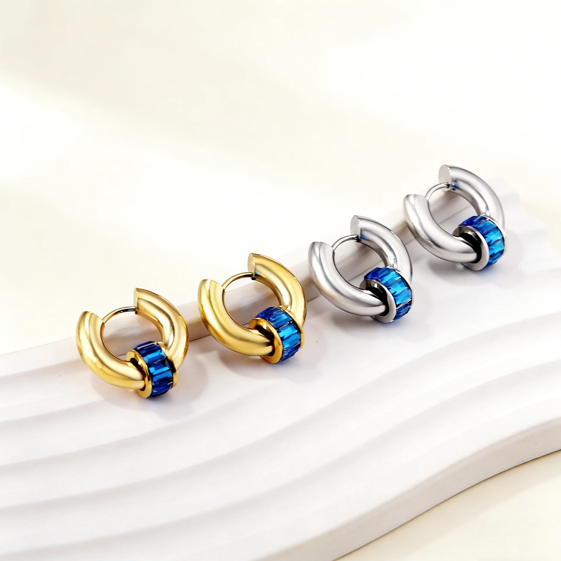316L Stainless Steel Gold Plated Round Chunky Statement Earring Waterproof Hypoallergenic Fashion Jewelry for Women Gift