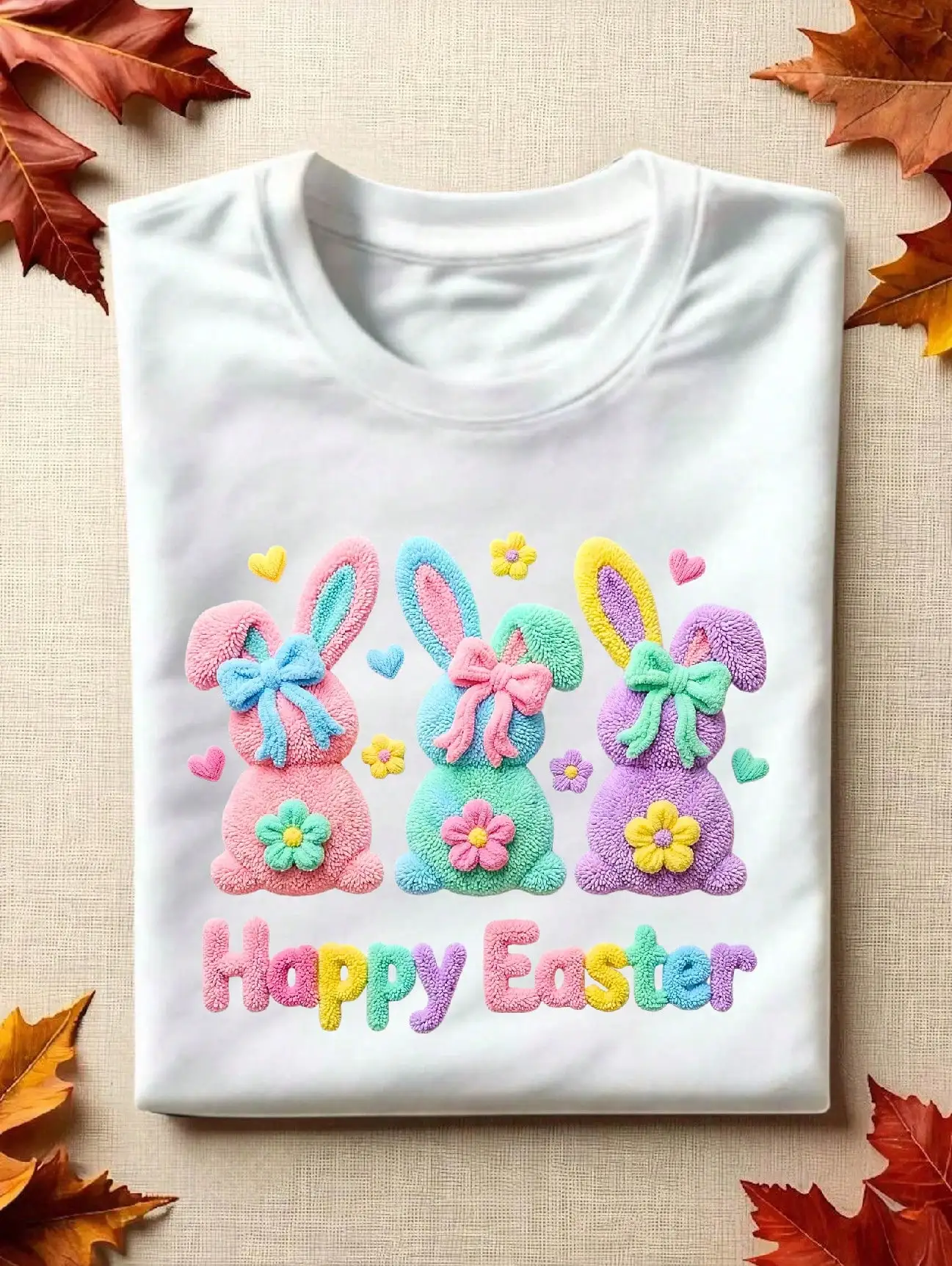 

Женская футболка из искусственной пряжи Happy Easter, футболка с милым принтом кролика, повседневный топ для весеннего праздника