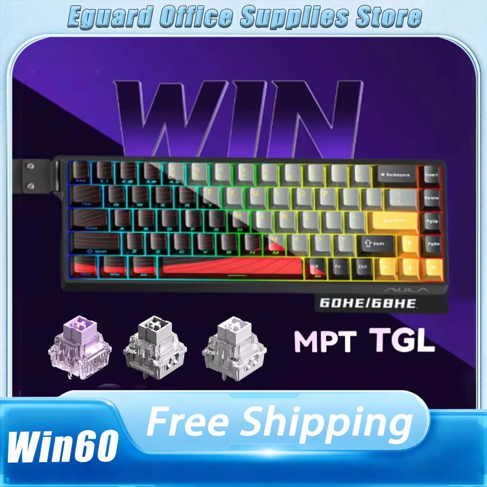 AULA Win60 Win68 HE Magnetic Switch Mechanical Keyboard Wired Keyboard Customized 8000Hz Polling Rate RT0.02 SOCD For Valorant