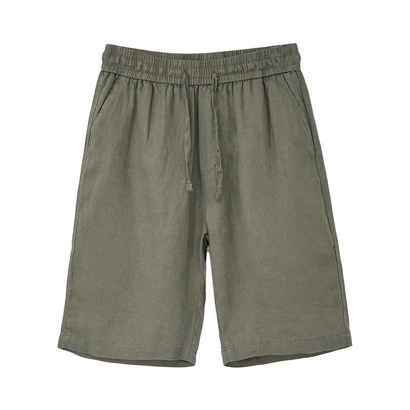 Men's Linen Shorts Beach Breathable Loose Straight Leg Casual Shorts Lace-up Drawstring Cooling Quick-drying 5-Points Pants