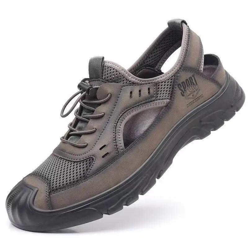 صنادل صيفية لعام 2025، نوع جديد، أحذية رجالية قابلة للتنفس من الأسفل المجوف