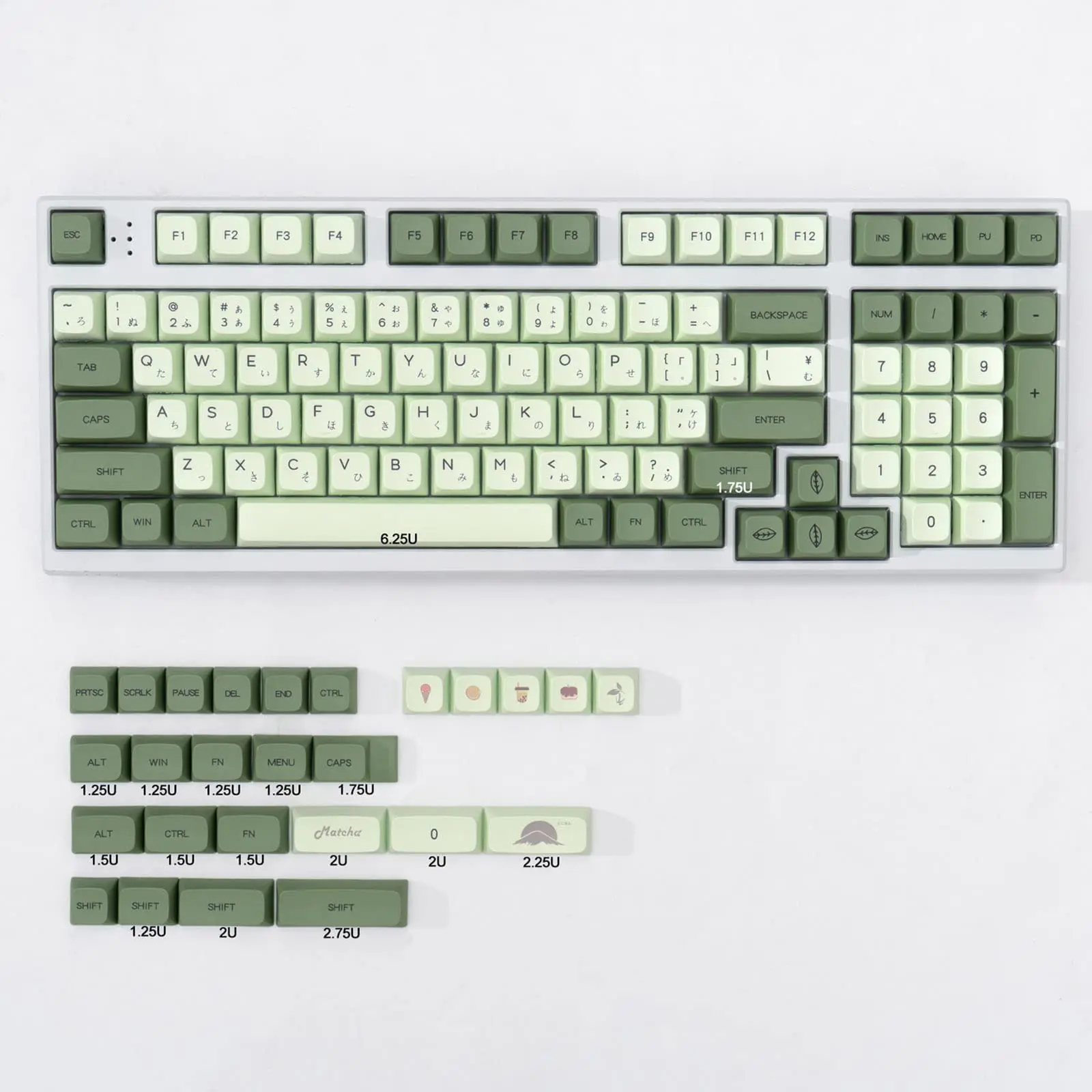 

GMK Matcha 124 Keys PBT Keycap XDA Profile DYE-SUB English Japanese Personalized Keycaps For MX Switch Mechanical Keyboard