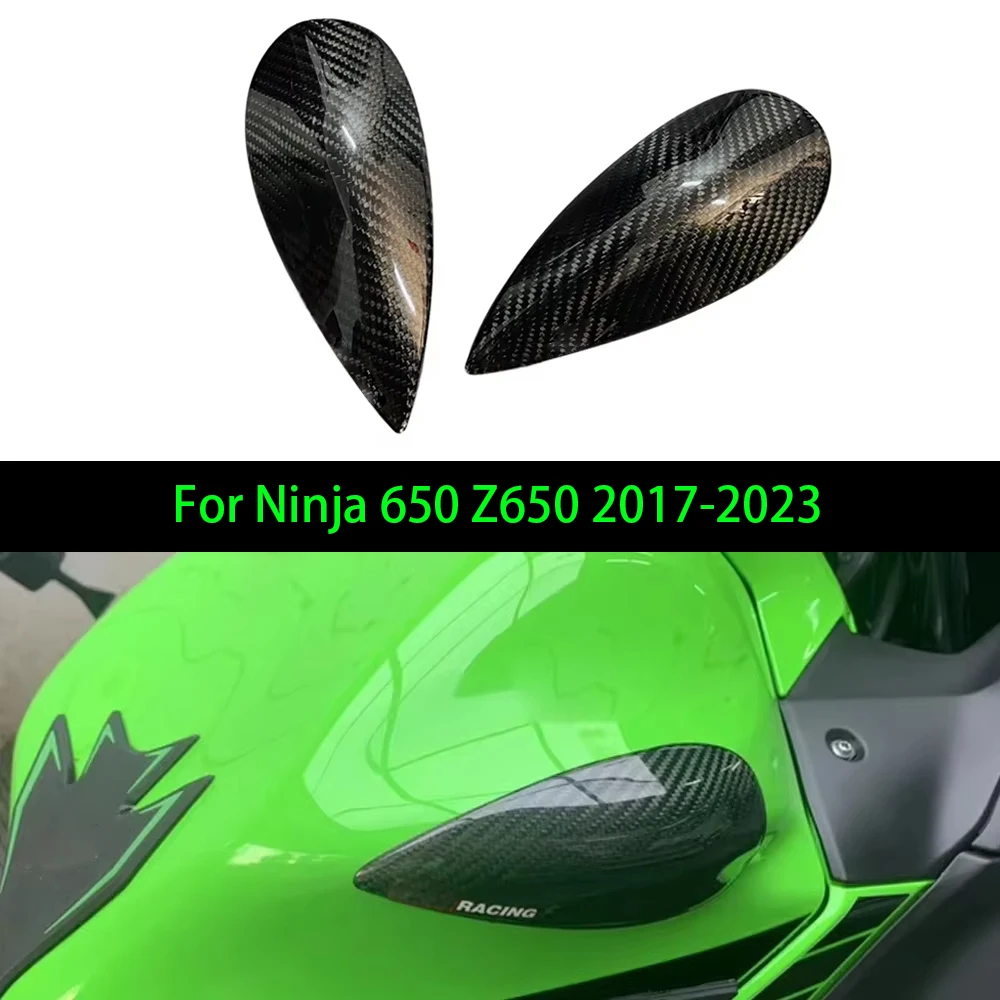 

100% Carbon Fiber Fuel Tank Protective Case Motorcycle Shell Decoration Sliders Protector For Kawasaki Ninja 650 Z650 2017-2023